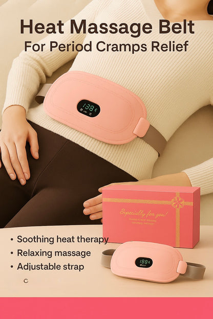 Period Cramp Relief Heating & Vibration Massage Belt | Fast Pain Relief | Rechargeable | Premium Gift Box