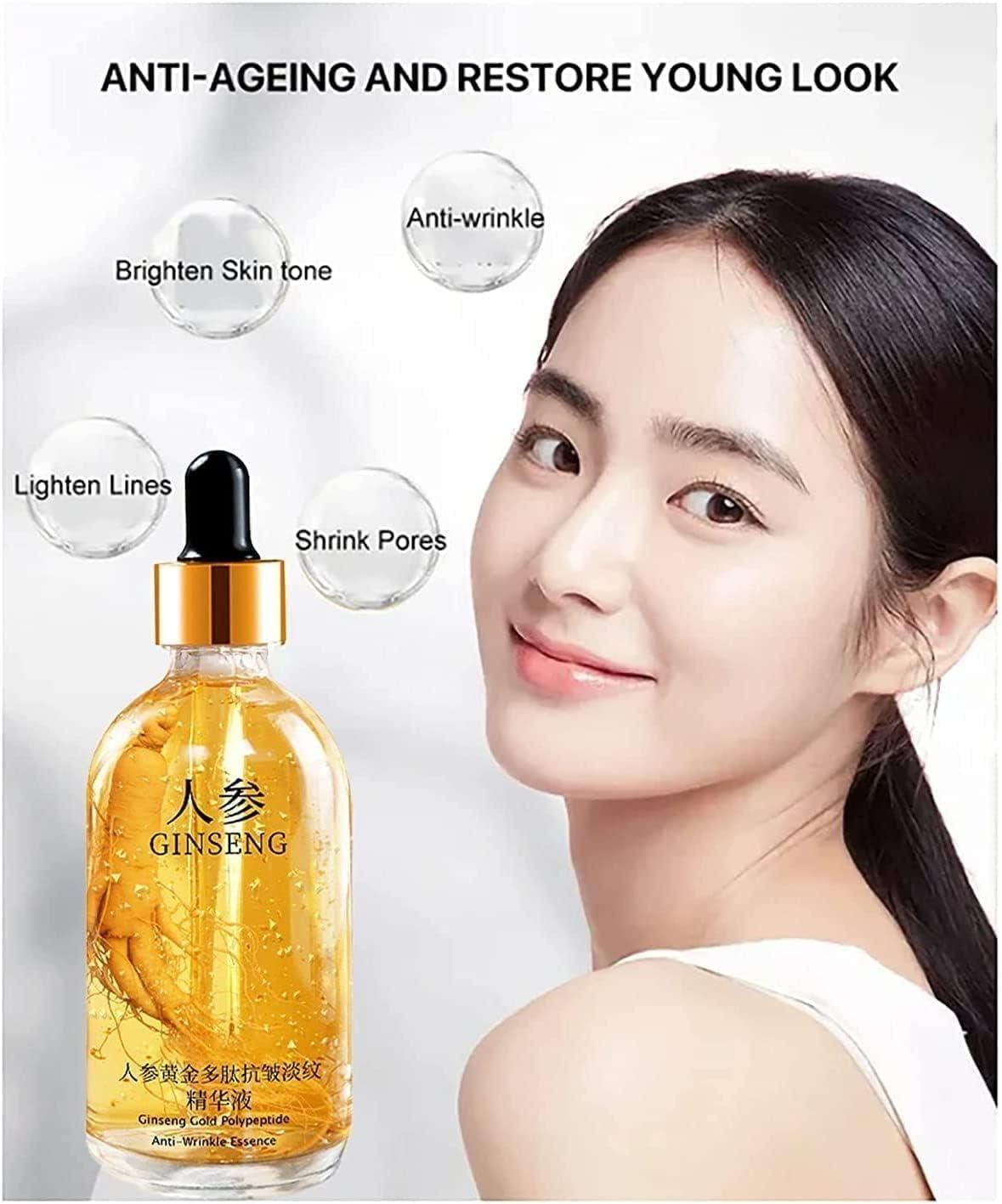 Ginseng Gold Polypeptide Anti-Ageing Serum | Collagen + Hyaluronic Acid | Anti-Wrinkle Essence | 30 ml