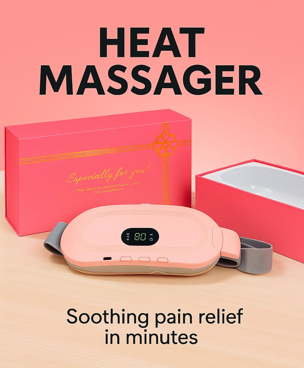 Period Cramp Relief Heating & Vibration Massage Belt | Fast Pain Relief | Rechargeable | Premium Gift Box