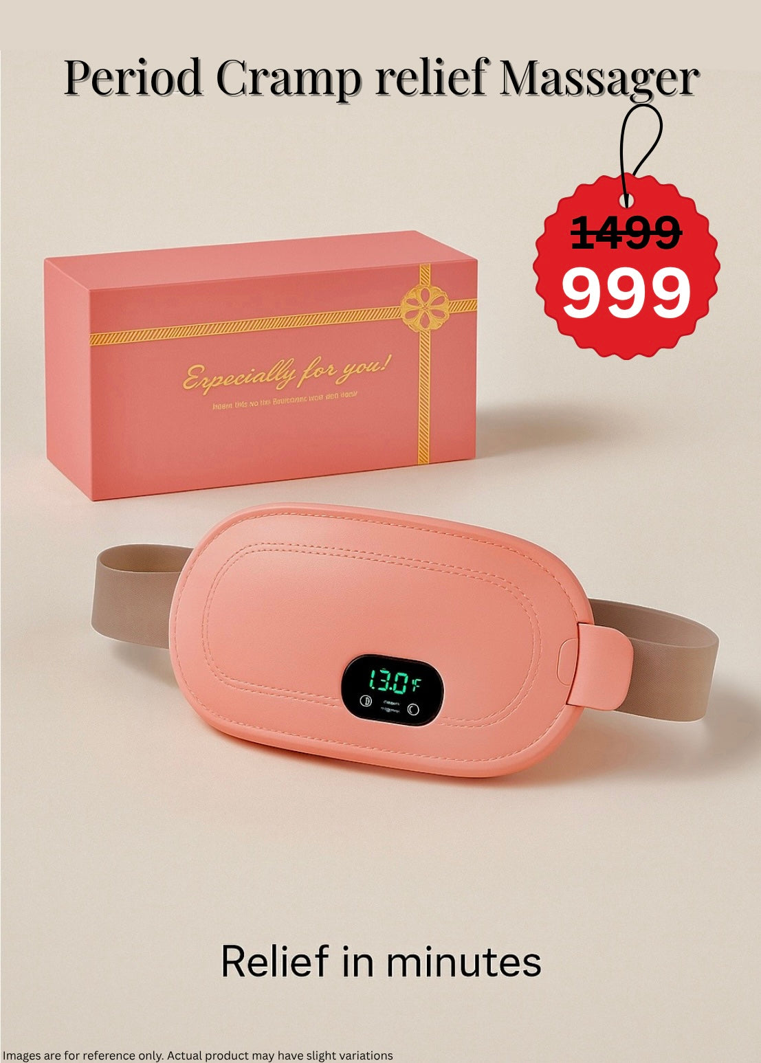 Period Cramp Relief Heating & Vibration Massage Belt | Fast Pain Relief | Rechargeable | Premium Gift Box